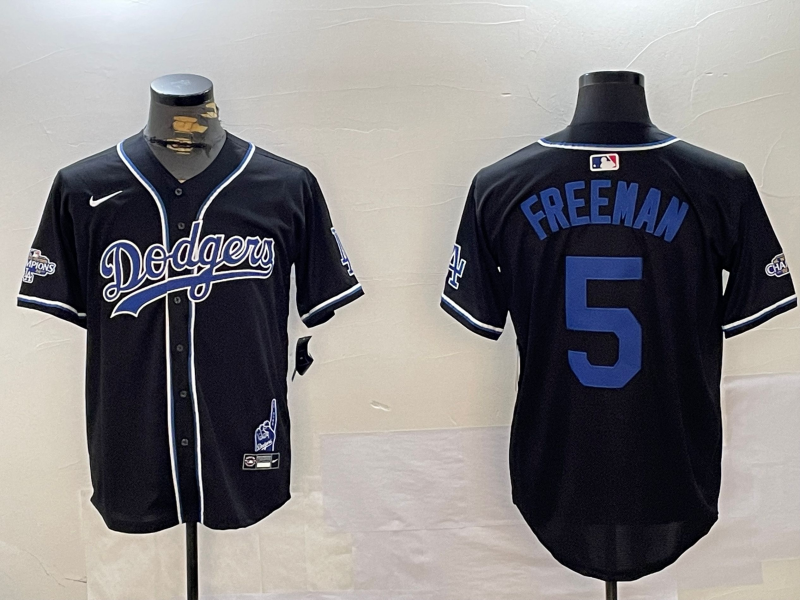 Men's Los Angeles Dodgers Freddie Freeman #5 Black Jersey